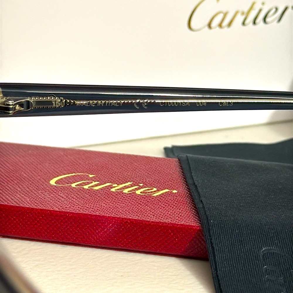 NEW Cartier Deep blue silver hardware Luxury Sunglasses 😎 signature authentic - Picture 6 of 14